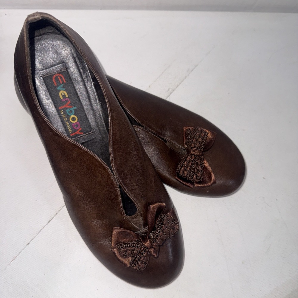 Vintage Everybody by BZ Moda Y2K Brown Leather Ballet Flats Shoes Size 37.5